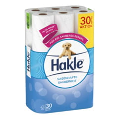 Papier toilette Hakle triple épaisseur, blanc, 30 rouleaux