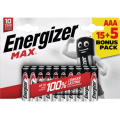 Energizer Batterien MAX AAA 15 + 5 Stück Gratis