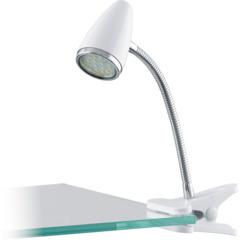 Lampe LED à pince Riccio plastique, acier/blanc