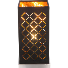 Lampe de table Clarke Textil feuille d'or noir 11 x 11 x 25 cm