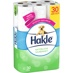 Hakle Papier toilette triple épaisseur Propreté naturelle, 30 rouleaux