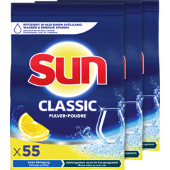Sun Detersivo per lavastoviglie in polvere Classic Limone 3 x 55 cicli di lavaggio