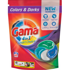 Gama Capsules de lessive Colors & Darks 4 en 1 Smart Choice 60 lessives