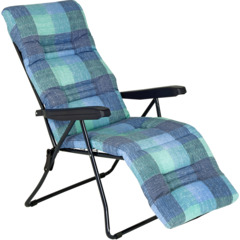Chaise de jardin pliante Como avec coussin bleu
