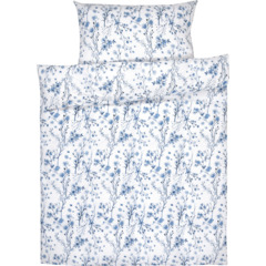 Parure de lit avec motif herbes des prés bleu blanc