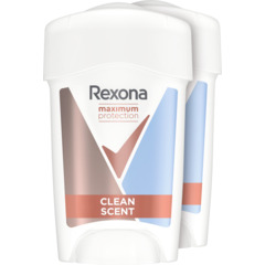 Rexona Déodorant Crème Maximum Protection Clean Scent 2 x 45 ml