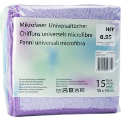 Lingettes microfibres universelles TOM 30 x 30 cm, 15 pièces