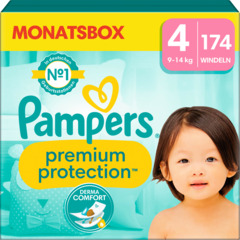 Pampers Premium Protection taille 4 boîte mensuelle 174 couches