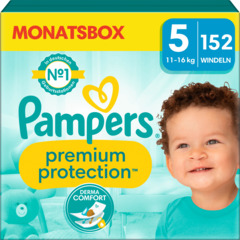 Pampers Premium Protection taille 5 boîte mensuelle 152 couches