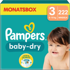 Pampers Baby-Dry taille 3 boîte mensuelle 222 couches