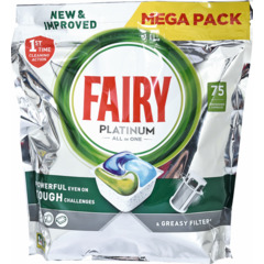 Fairy Platinum Capsules lave-vaisselle All in One Mégapack 75 capsules