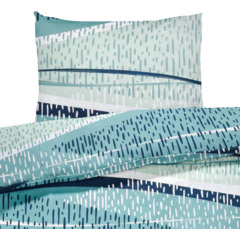 Biancheria da letto blu a righe ondulate