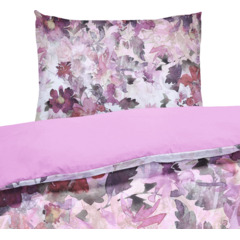 Bettwäsche violett mit Blätterzauber