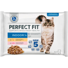 Perfect Fit Cat in Sauce Indoor 1+ Huhn & Lachs Beutel 4 x 85 g