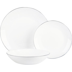 Set di piatti bianchi con bordo antracite 18 pezzi