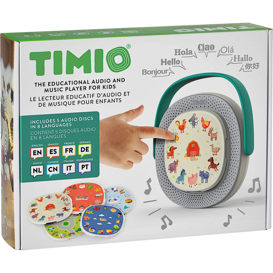 TIMIO Lecteur audio et musical avec 20 disques pour l'apprentissage des  mots, des