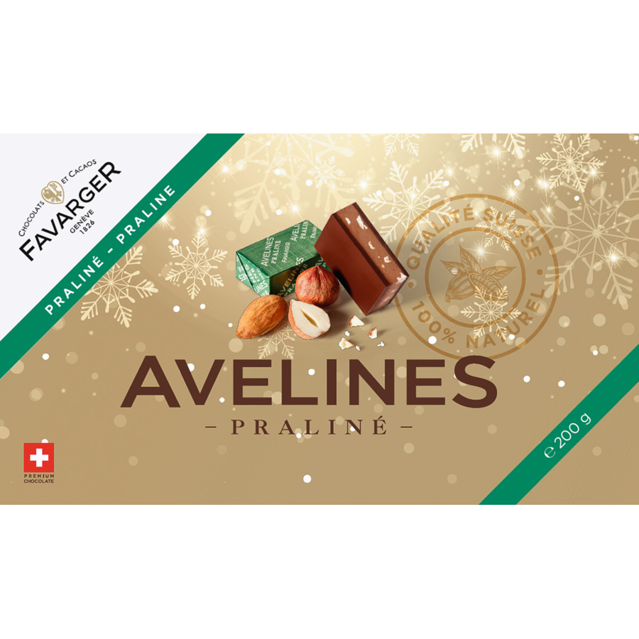 Boîte de chocolats croix suisse 24 Avelines originales au praliné
