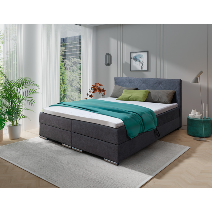 Lit boxspring Marco tissu anthracite