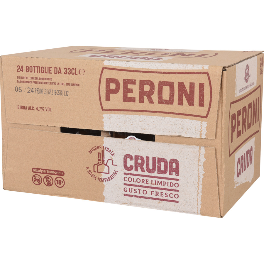 BIRRA PERONI CRUDA CONFEZIONE DA 24 BOTTIGLIE DA 33 CL ITALIANA