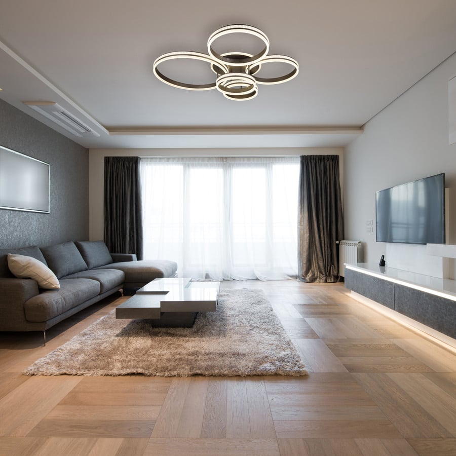 LED-Deckenleuchte Grouni Metall 5 Ringe, dimmbar