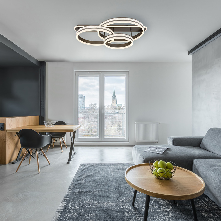 LED-Deckenleuchte Grouni Metall 3 Ringe, dimmbar