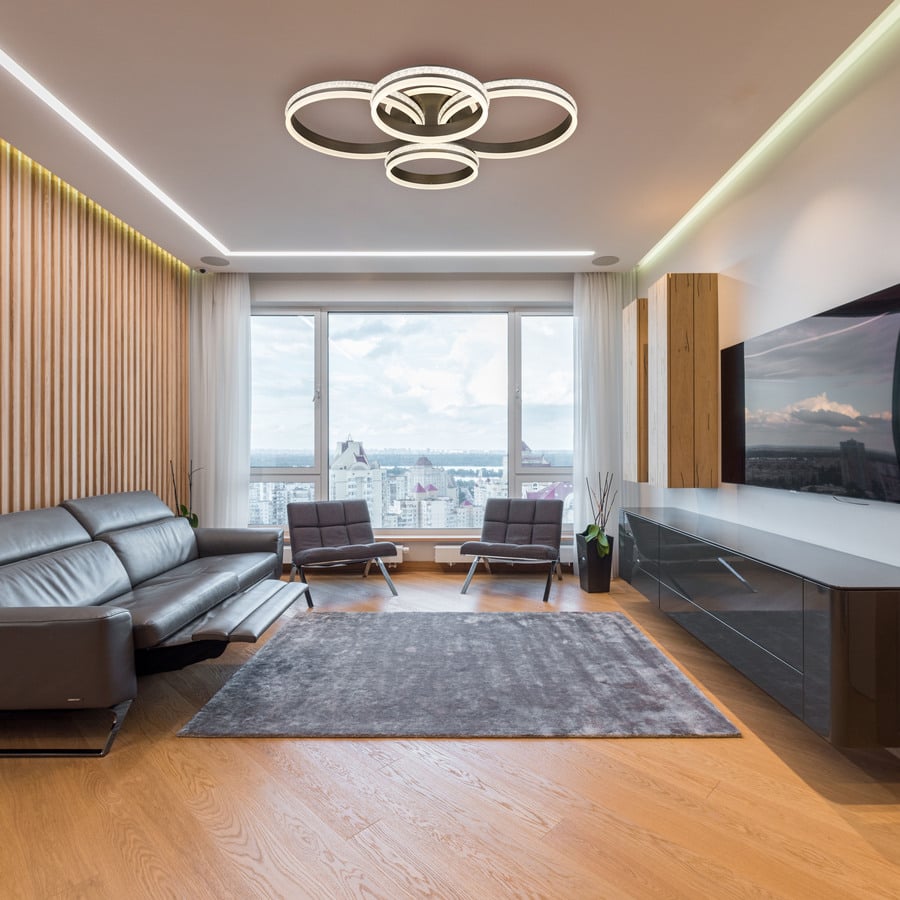 LED-Deckenleuchte Grouni Metall 4 Ringe, dimmbar