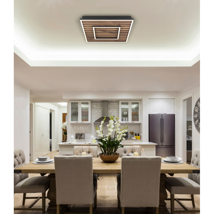 LED-Deckenleuchte Woody Metall 45x45cm