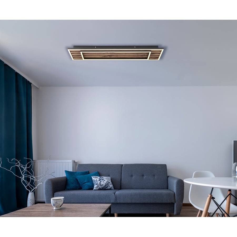 LED-Deckenleuchte Woody Metall 80x20cm