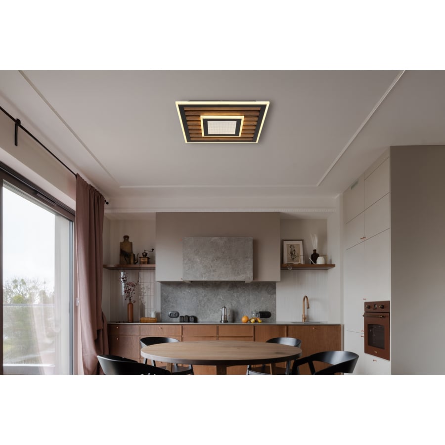 LED-Deckenleuchte Woody Metall 40x40cm